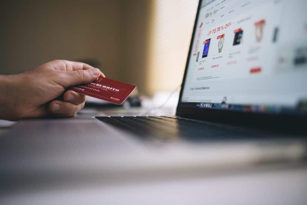 Customer shopping online with a credit card