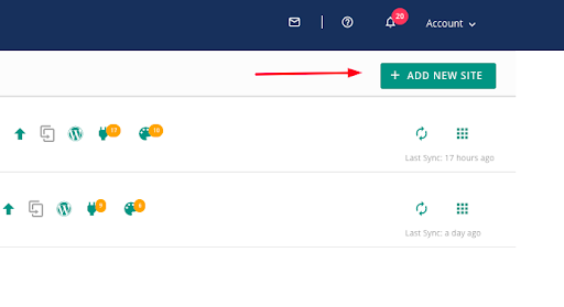 Select 'Add New Site' from the dashboard.